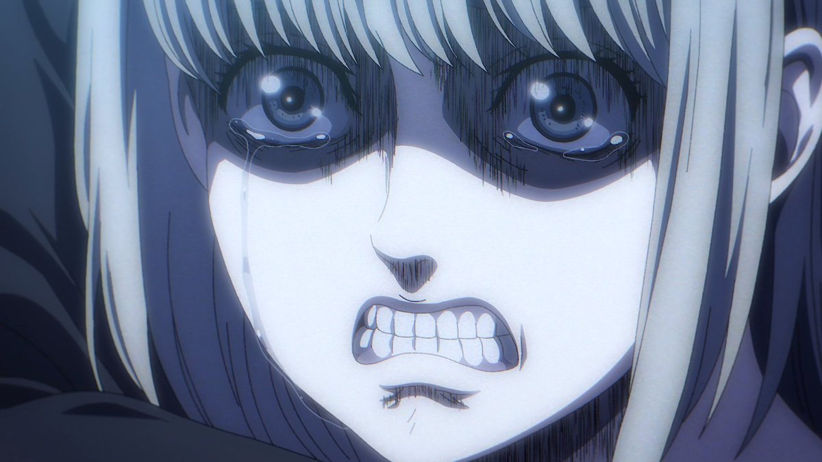 Founder Ymir crying in the Paths after being confronted by Eren