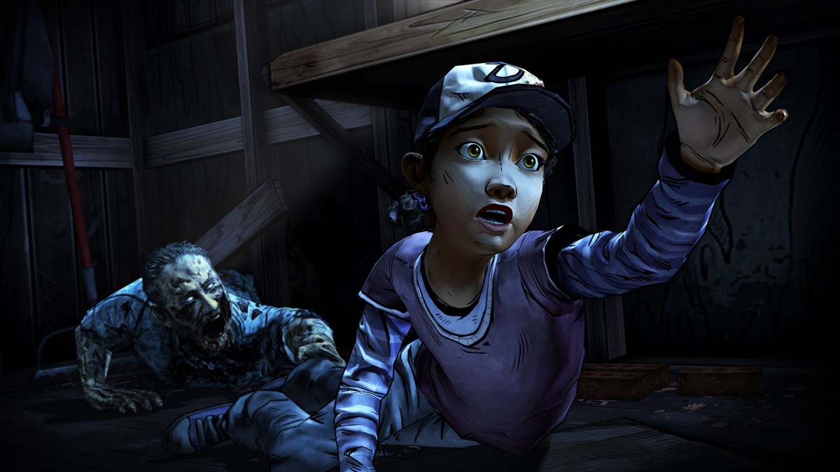 clementine and a walker in The Walking Dead season 2 game