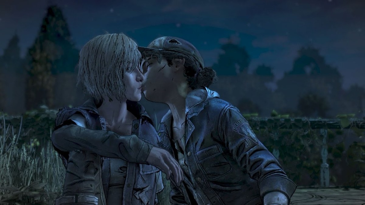 clementine kissing violet in The Walking Dead: The Final Season