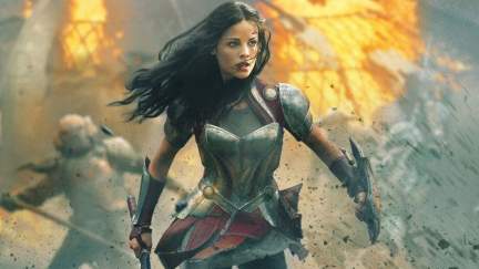 Jaimie Alexander as Lady Sif on the Battlefield in Thor: The Dark World