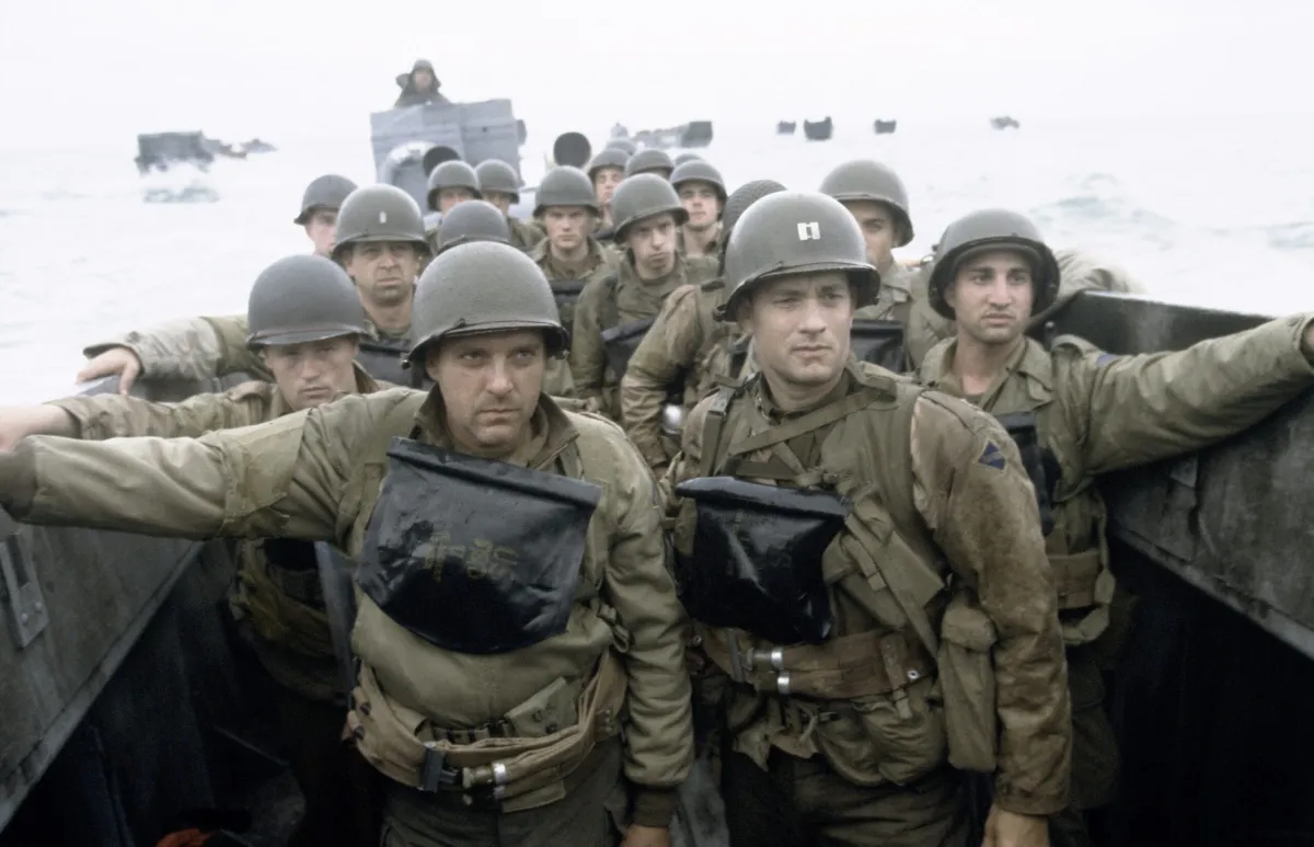Soldiers on boat in Saving Private Ryan