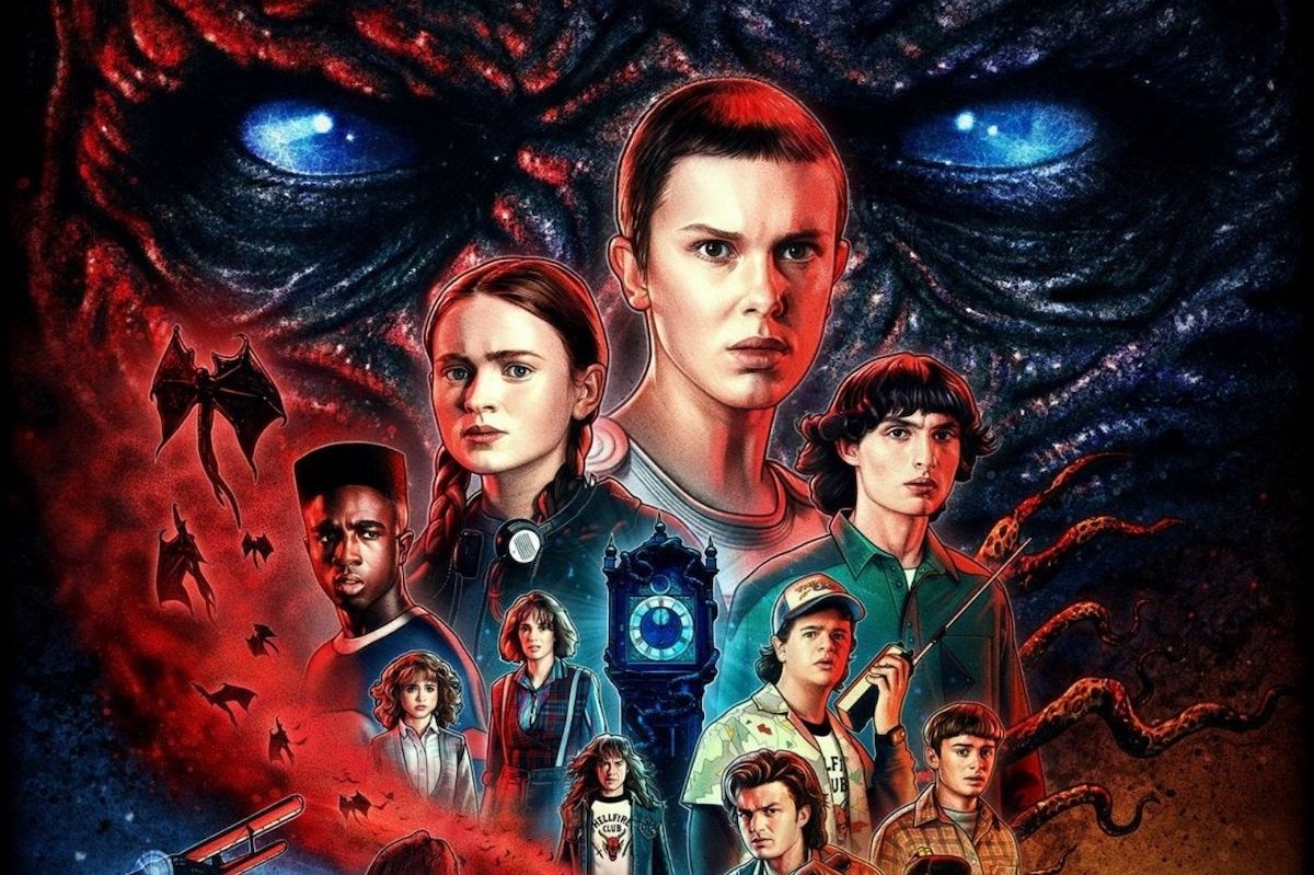 Promotional season 4 poster for Stranger Things shows the main cast