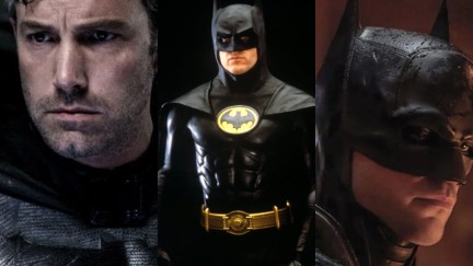the DCEU is full of Batmen: Mr. Jennifer Lopez, the GOAT Keaton, and Twilight Bat