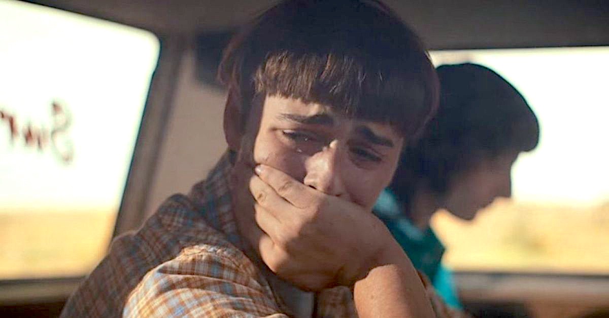 Actor Noah Schnapp as Will Byers cries in Stranger Things season 4