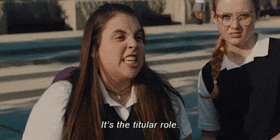 Beanie Feldstein saying "its the titular role".