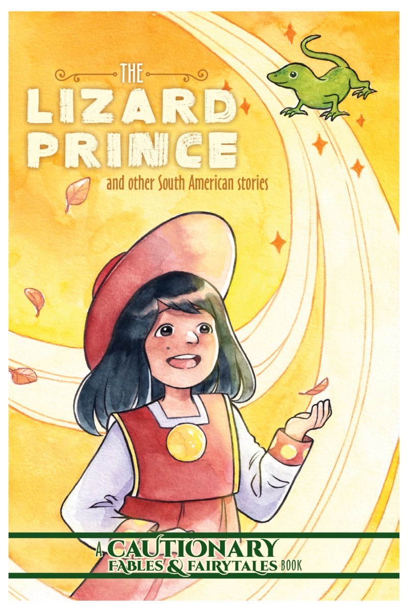 Excited little child in watercolor drawing from The Lizard Prince & Others South American Stories. Image: Iron Circus Comics & Daniela López.