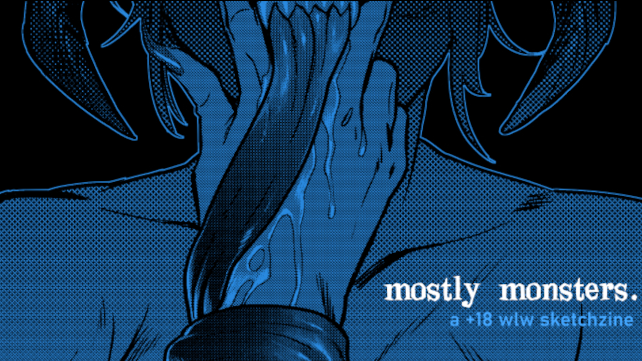 The cover for Mostly Monsters I, an erotic lesbian monstergirl zine.