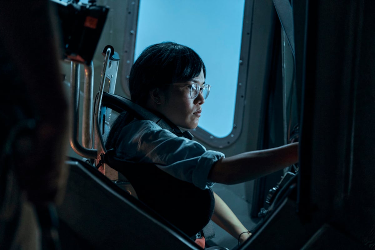 Erin Tieng, played by Ali Wong, sitting in the pilot seat of a giant robot