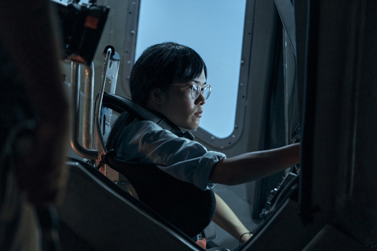 Erin Tieng, played by Ali Wong, sitting in the pilot seat of a giant robot