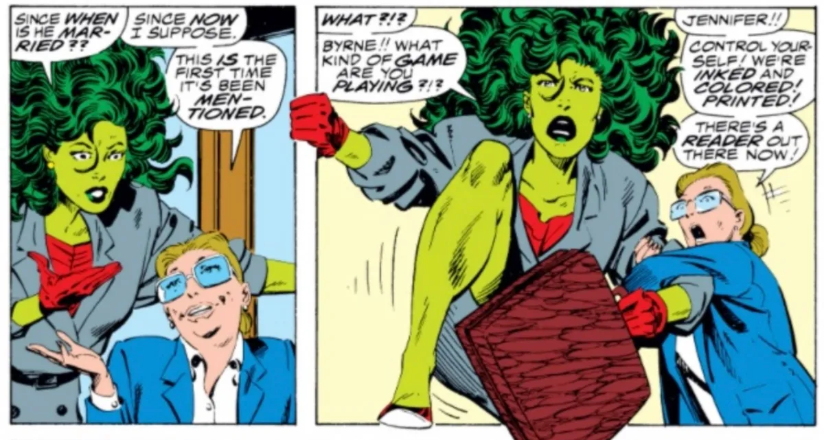 She-Hulk breaking the fourth wall in Marvel Comics