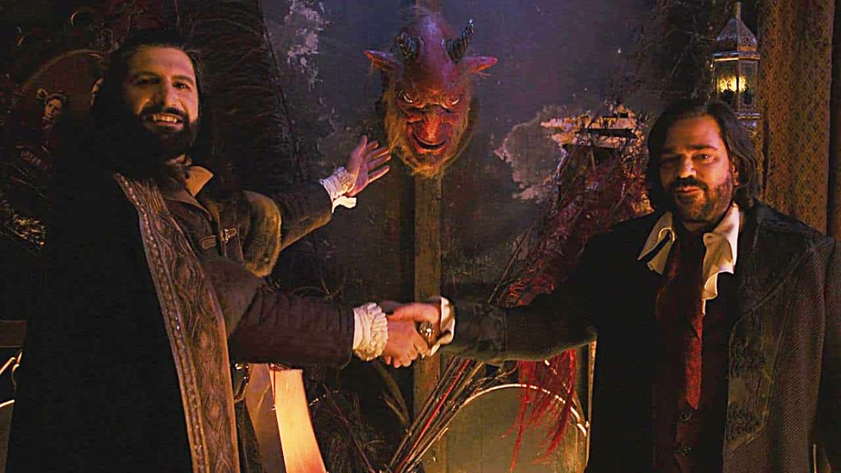 Nandor and Laszlo with the Jersey Devil they killed on What We Do In The Shadows
