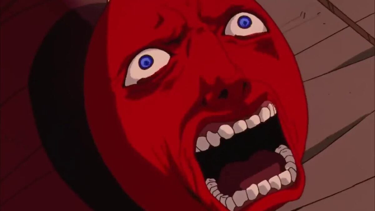 A behelit screaming from Berserk, an anime horror