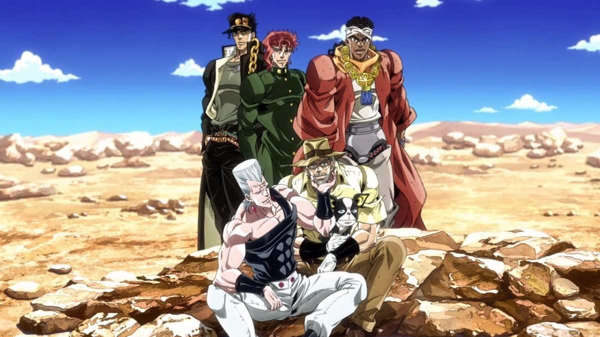 Group photo in JoJo's Bizarre Adventure: Stardust Crusaders