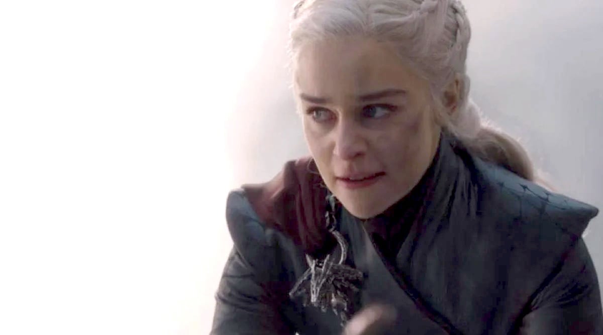 Emilia Clarke as angry Daenerys Targaryen in HBO's Game of Thrones.