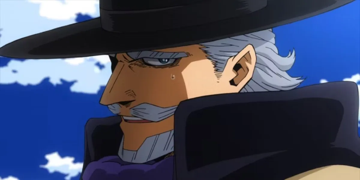 Gentle Criminal gives the camera bombastic side eye while sweating in "My Hero Academia" 