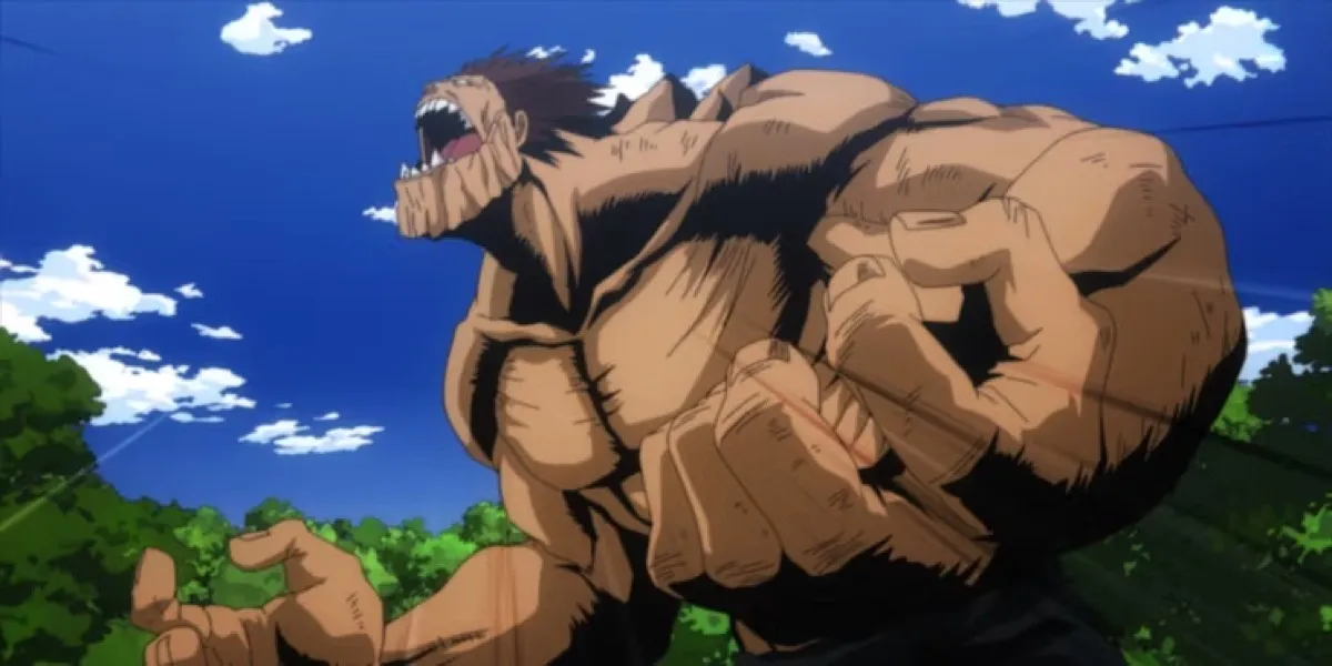 The giant Gigantomachia stands in the forest and roars in "My Hero Academia" 
