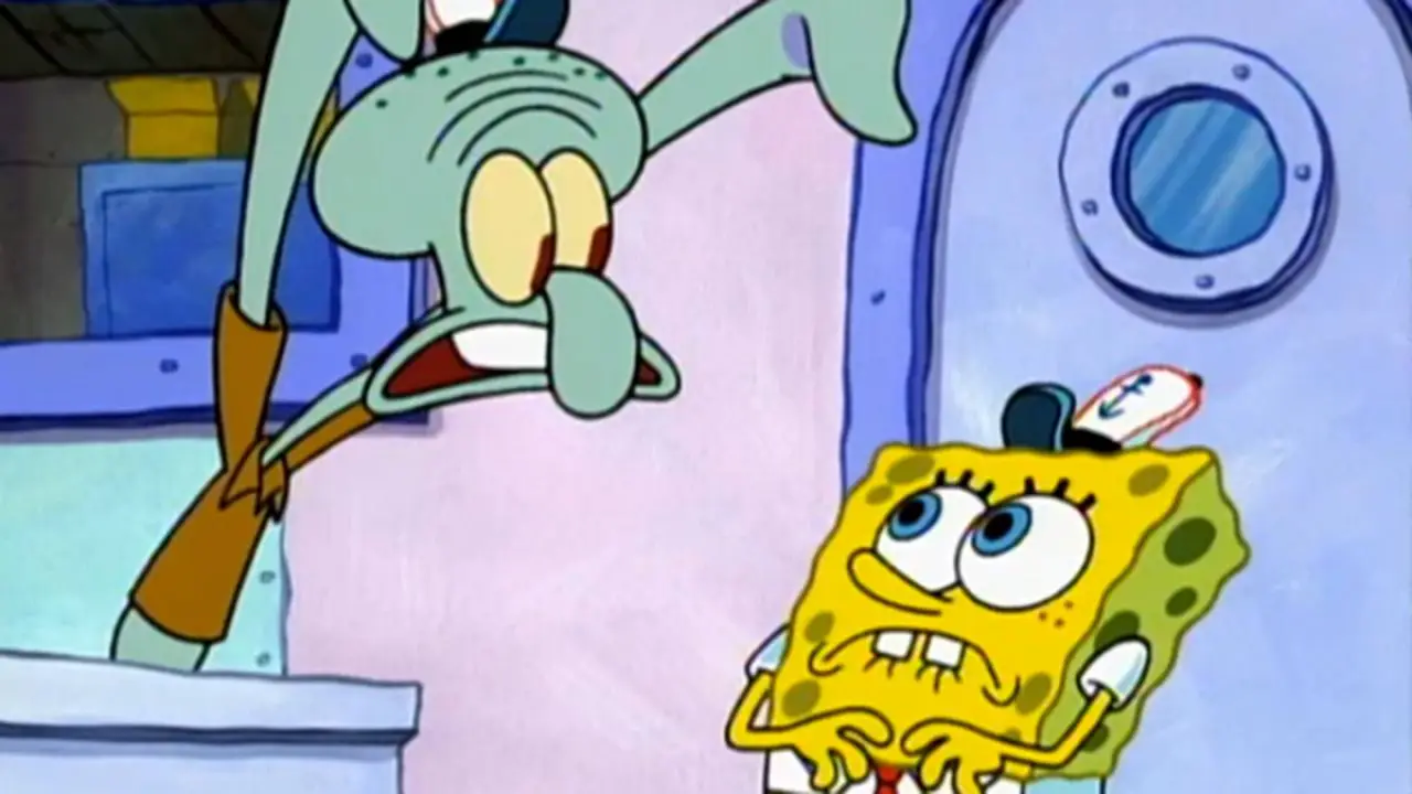 Squidward scaring SPongebob