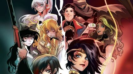 Characters from RWBY x Justice League. Image: DC Comics.