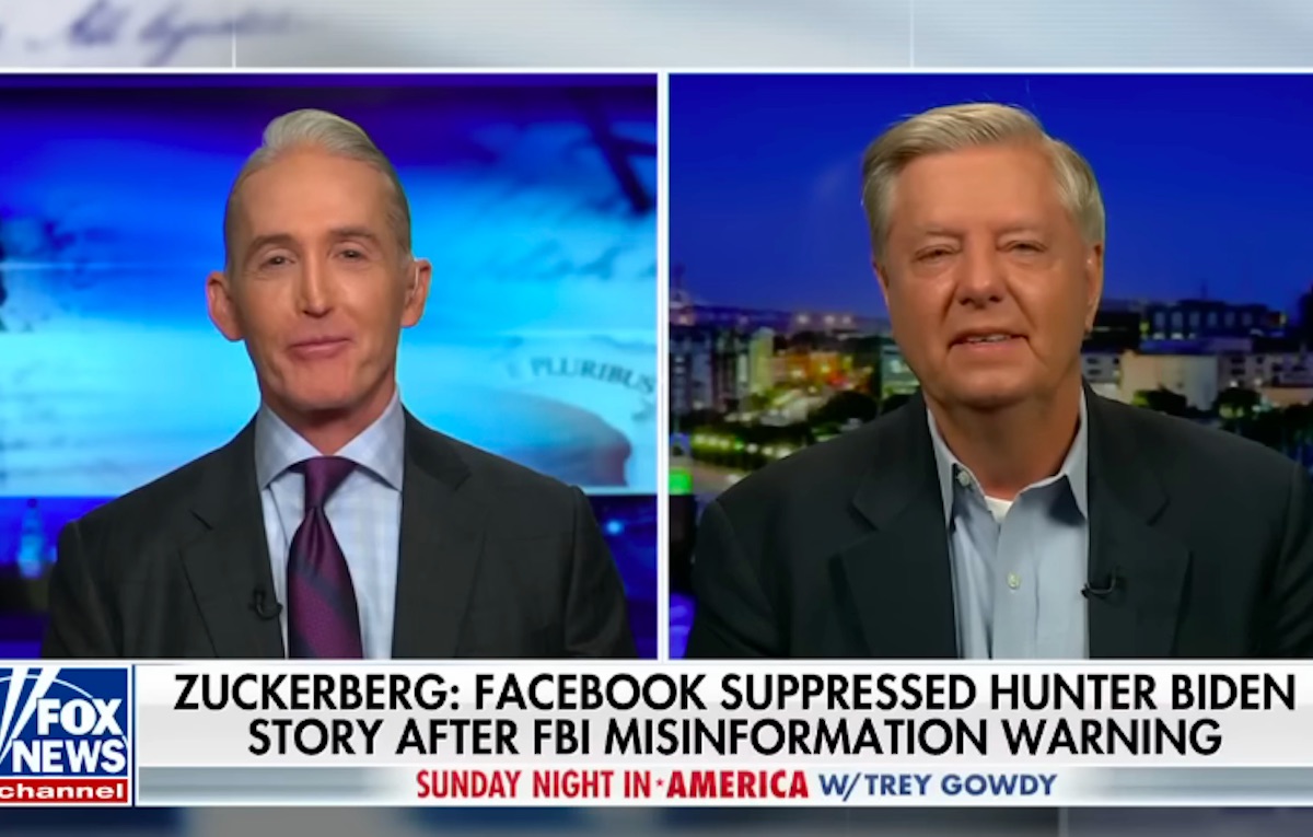 Trey Gowdy and Lindsey Graham speak in split screen on a Fox News show.