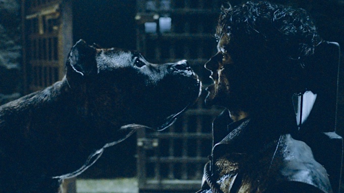 Ramsay Bolton looks at dog before he is eaten in GOT