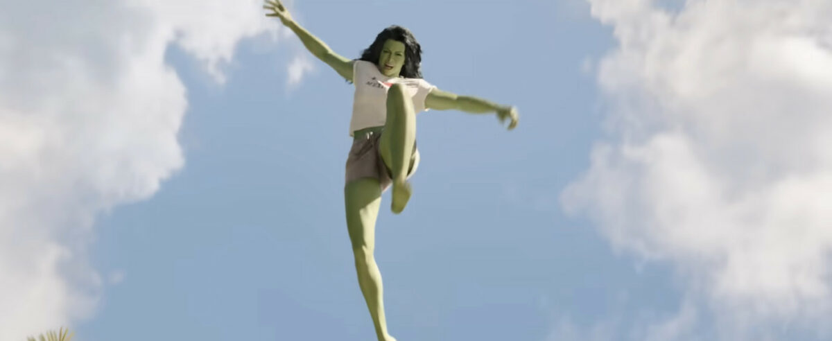 She-Hulk flying through the air