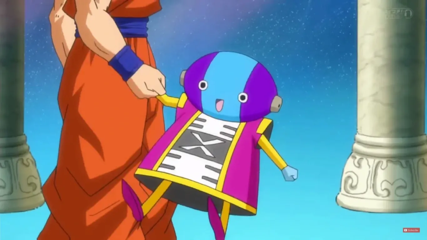 zeno shaking hands with goku and getting picked up