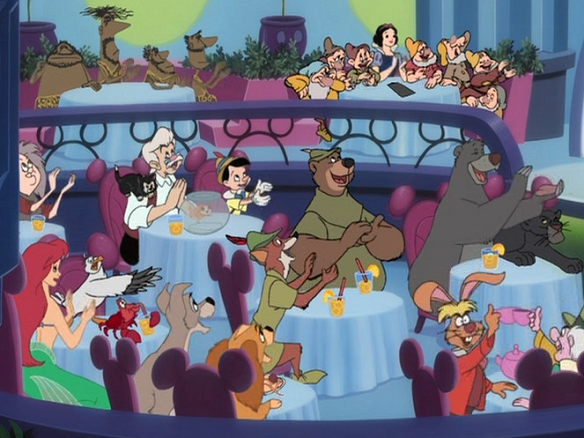 A bunch of Disney characters gather together in an episode of Disney's House of Mouse