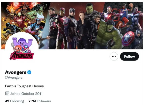 The Twitter profile for the Avengers, which now reads Avongers and has the art from the Avongers reference in She-Hulk: Attorney at Law.
