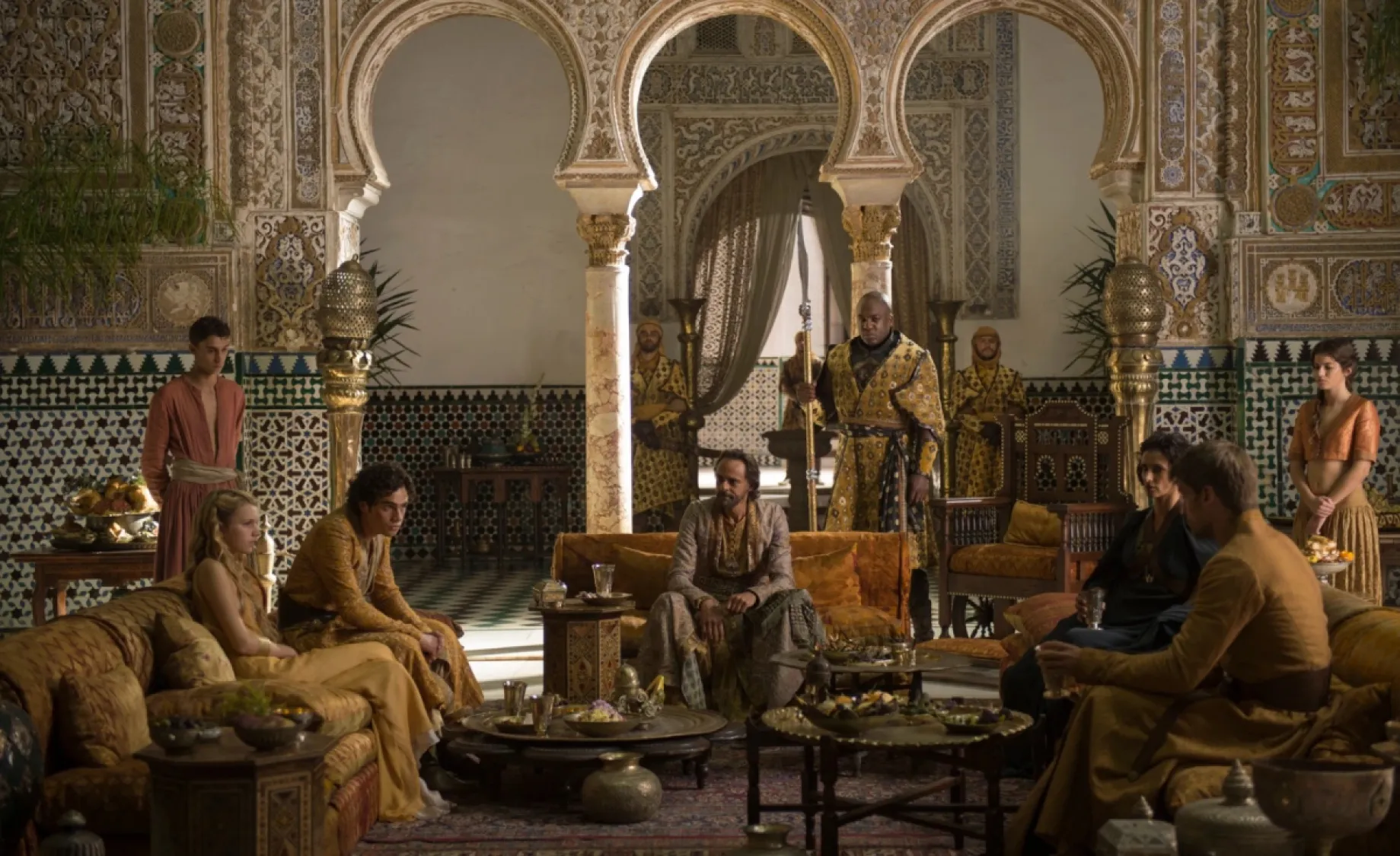 Jaime Lannister sits with the Martells and Myrcella Baratheon in Dorne