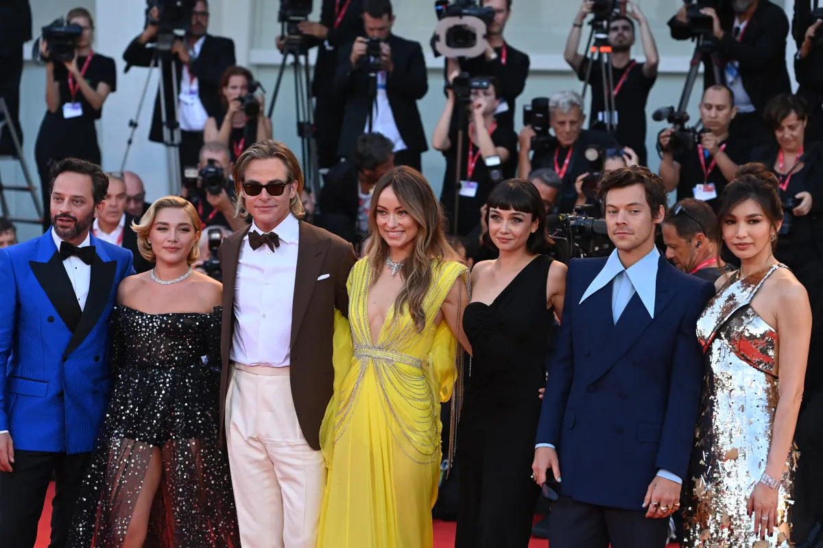 The cast of Don't Worry Darling at the premiere in Venice