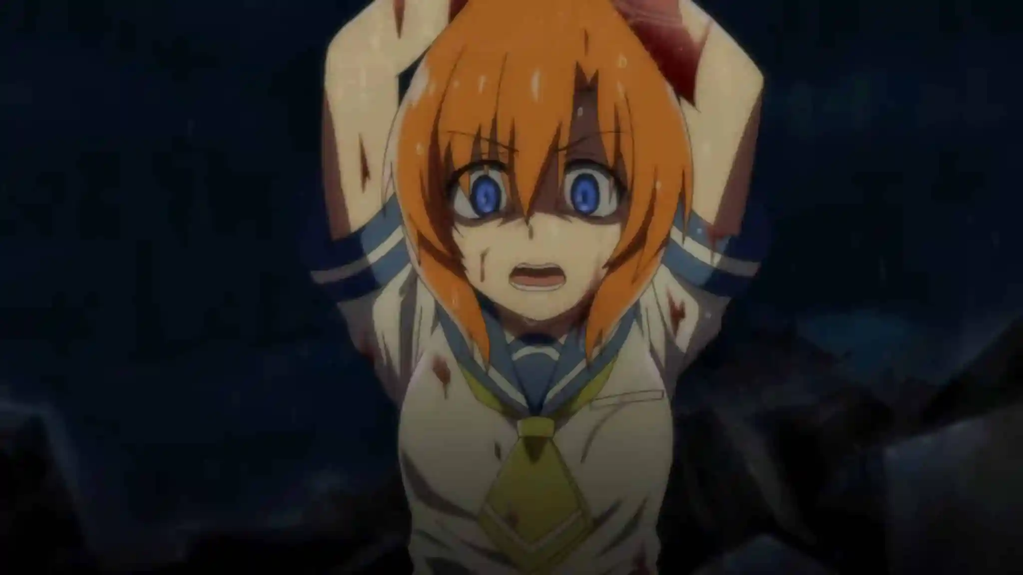 A character in Higurashi When They Cry swings a weapon.