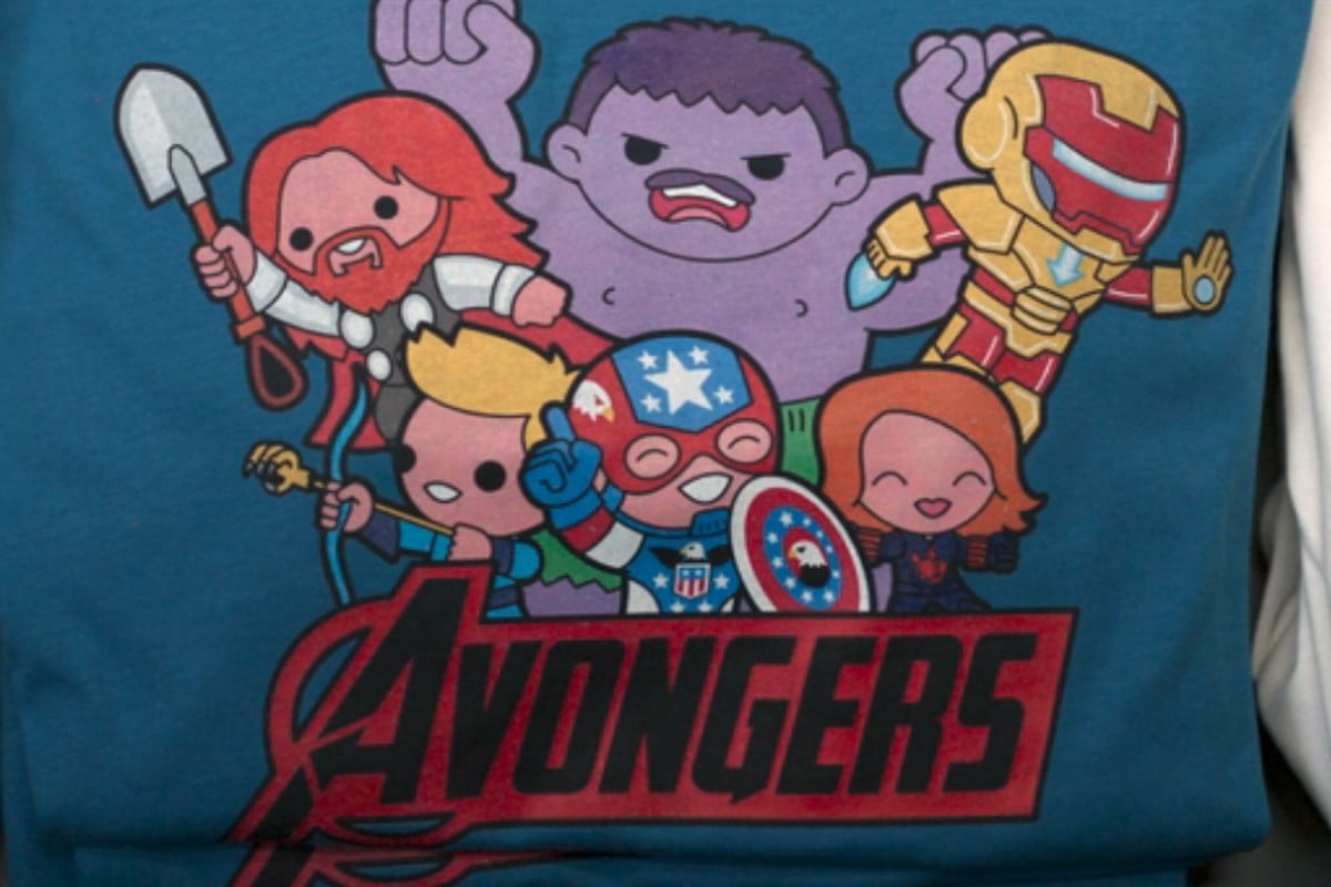 A bootleg drawing of the "Avongers," with off-brand renditions of each Avenger.