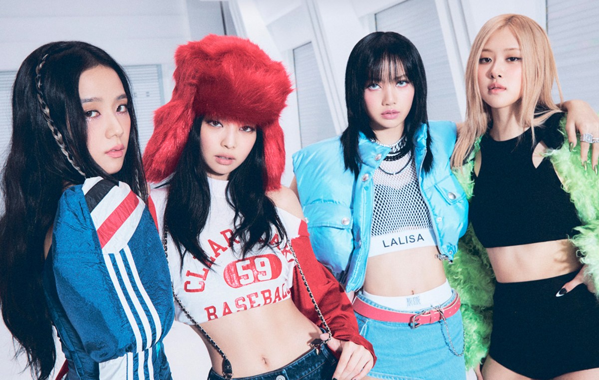 The members of BLACKPINK pose in their music video, Shut Down.