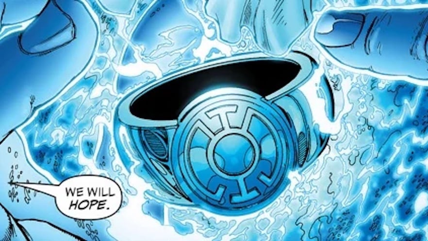 Blue Lantern ring in DC Comics and its meaning.