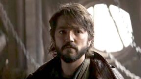 Diego Luna looking serious as Cassian Andor in Disney+'s Star Wars series Andor.