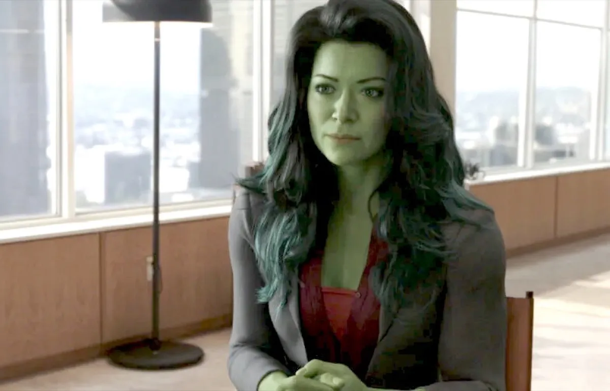 Tatiana Maslany as Jennifer "Jen" Walters/She-Hulk in Marvel Studios' She-Hulk: Attorney at Law.