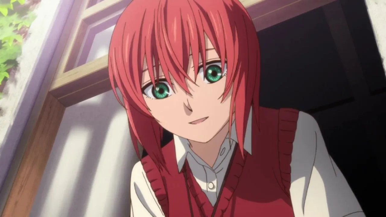 Hatori Chise from Ancient Magus Bride smiling and looking out the window