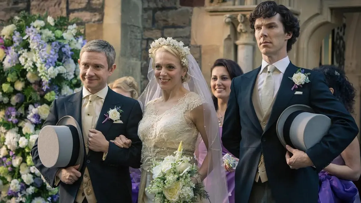 Benedict Cumberbatch and Martin Freeman as Sherlock and Watson in The Sign of Three