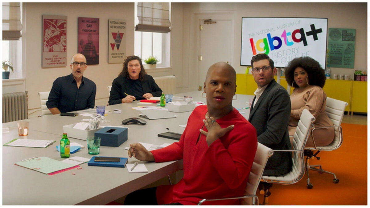 From left: Jim Rash, Dot-Marie Jones, Miss Lawrence Billy Eichner and TS Madison in Universalâs âBros.â