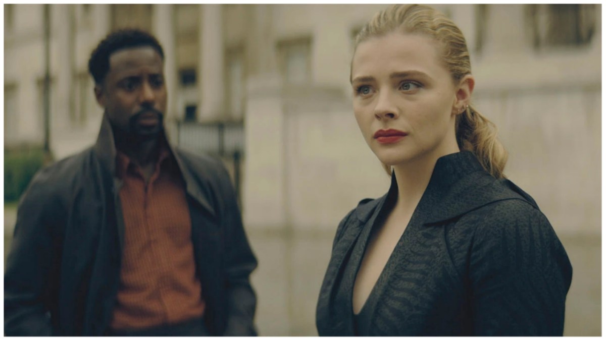 Gary Carr and Chloe Grace Moretz in 'The Peripheral'.