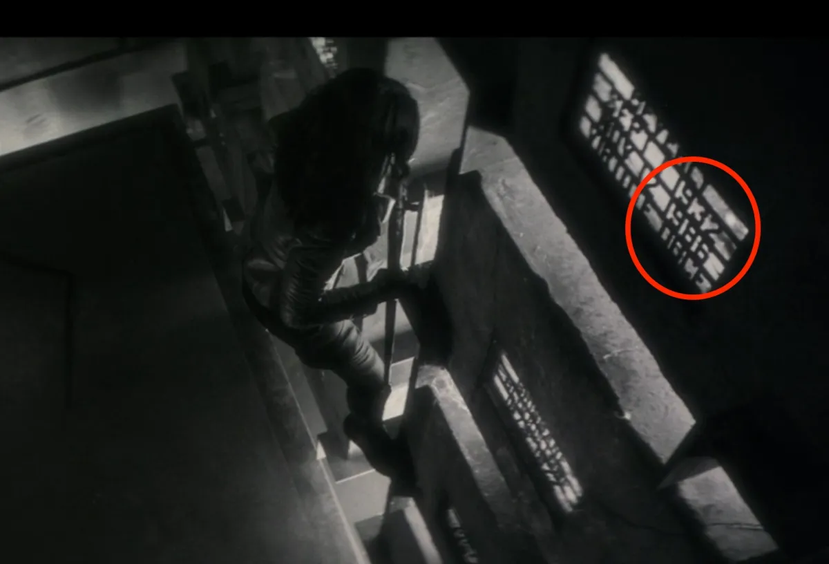 A shot of the crypt in 'Werewolf By Night,' with the date 1986 circled.