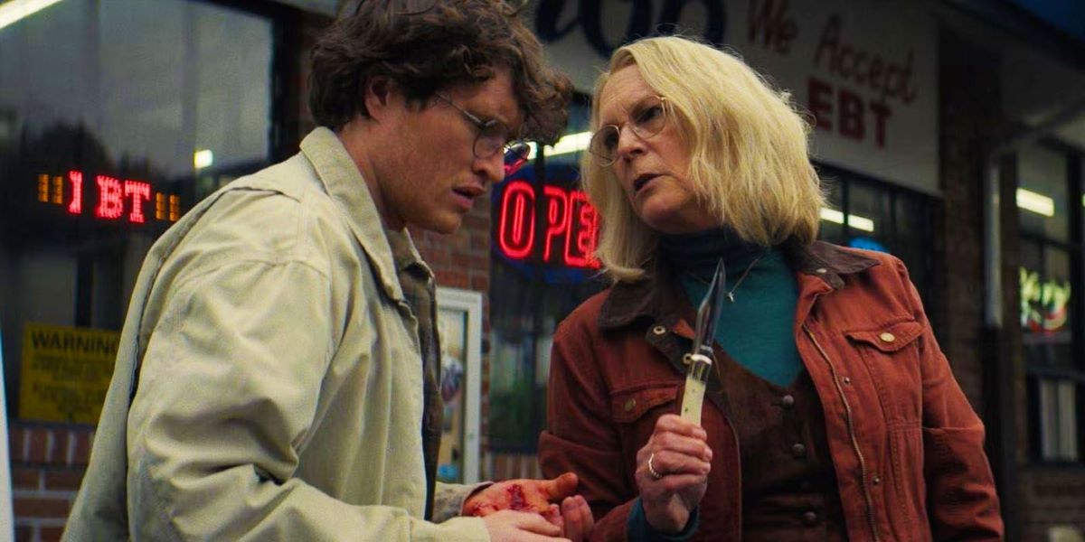 Laurie offers her switchblade to Corey Cunningham, before setting him up to date her granddaughter.