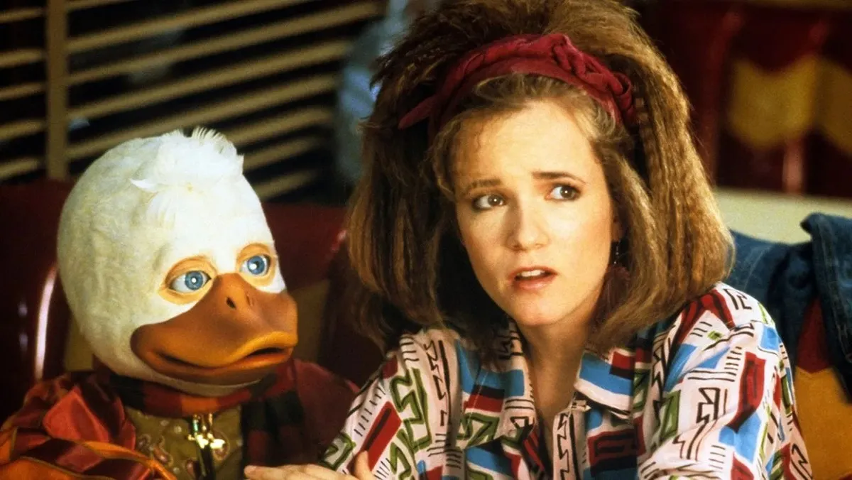 The animatronic Howard and Lea Thompson in Howard the Duck