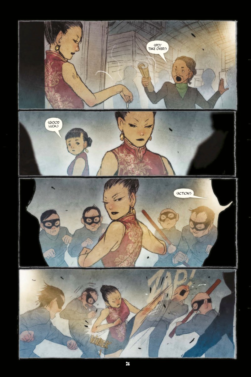 Po begins to kick ass on page 21 of Night Eaters. Image: Abrams Comicarts