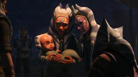Baby Ahsoka with her mother and father