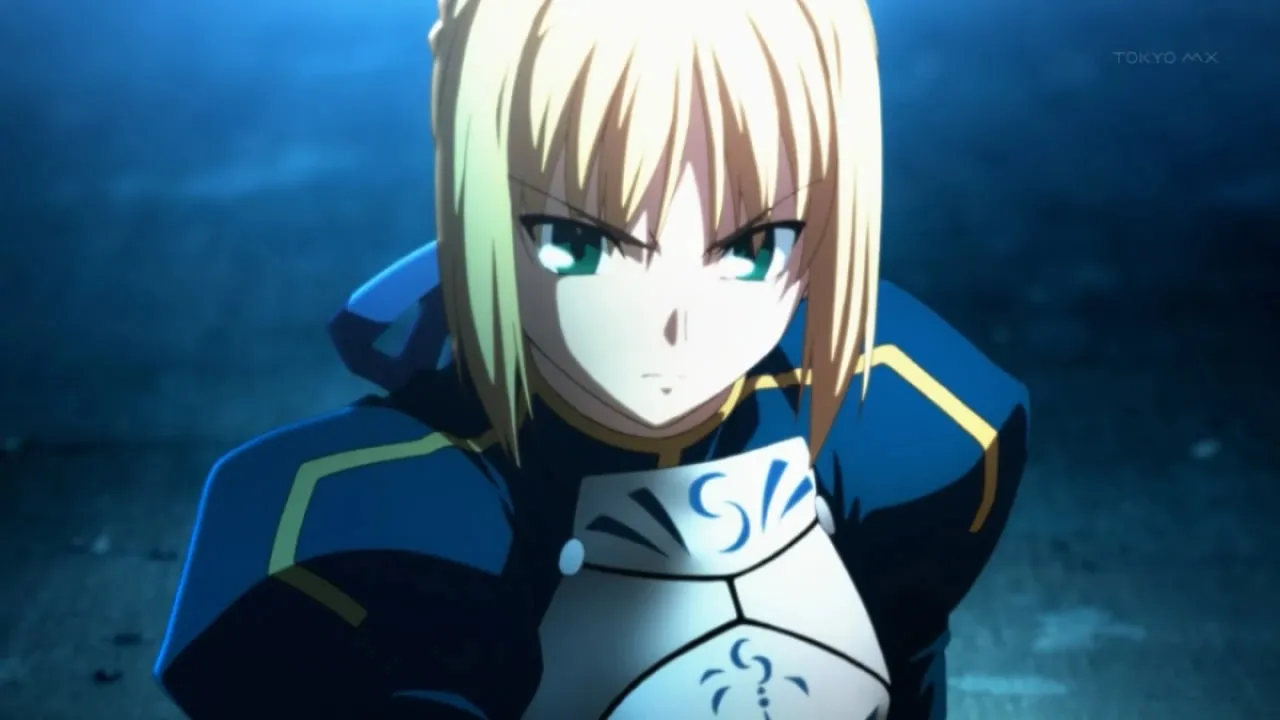 Saber from Fate/Zero looking determined (Ufotable)
