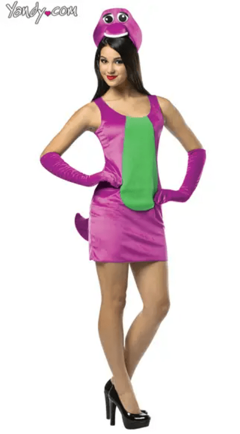 "sexy" Barney costume.