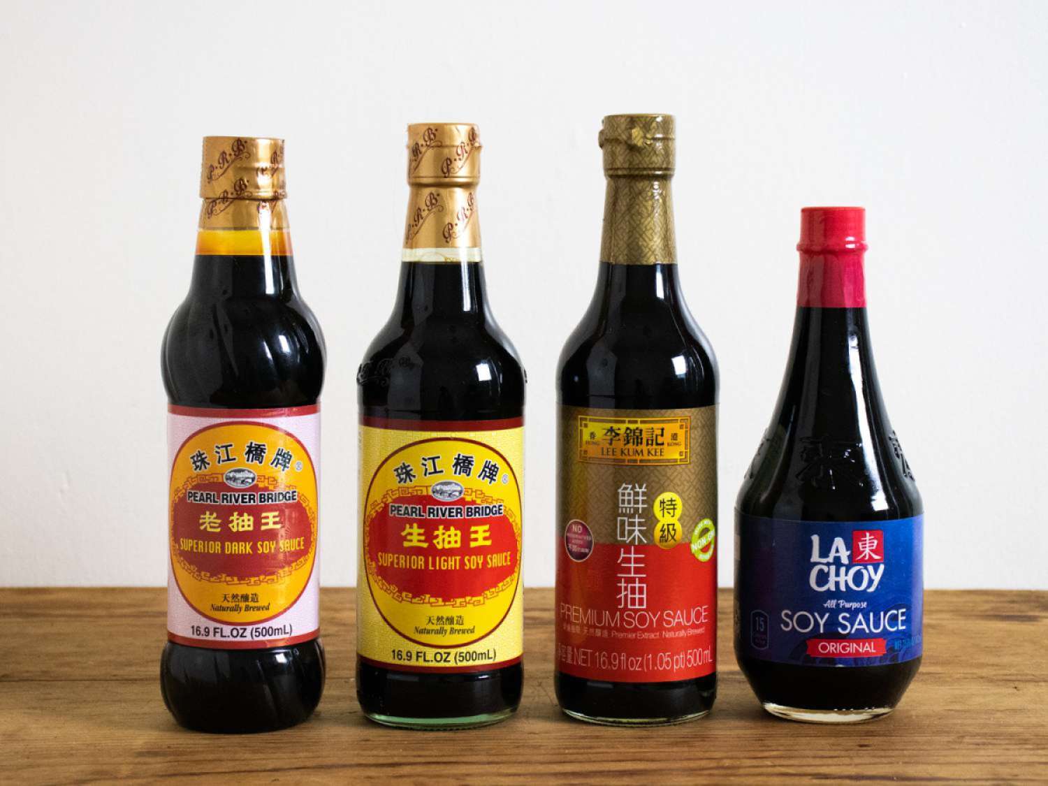 A variety of soy sauces. 