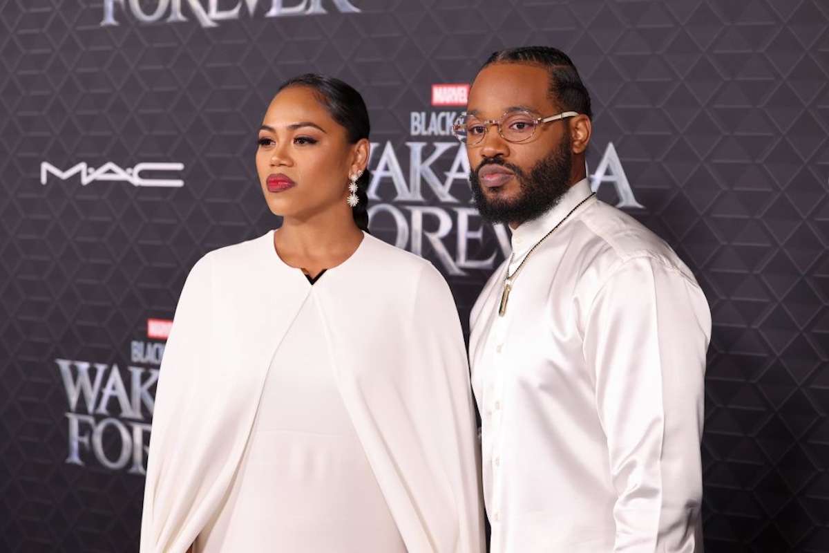 Zinzi Evans and Ryan Coogler at the Black Panther: Wakanda Forever world premiere. (Jesse Grant / Stringer / Getty Images)