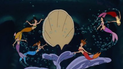 Ariel's sisters presenting her in The Little Mermaid. Image: Disney.